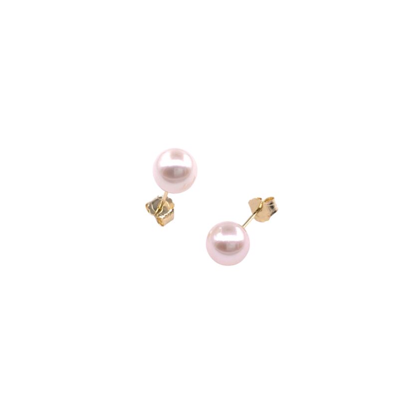 Boucles d'oreilles en or jaune et perles de culture (diamètre : 6.5/7mm)