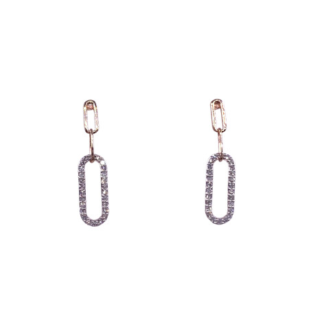 Boucles d'oreilles en or blanc, or rose et diamants