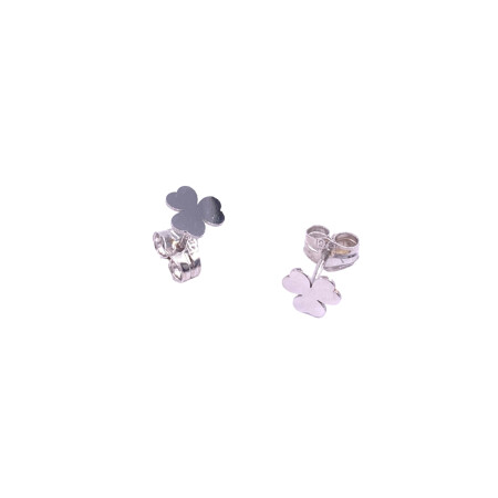 Boucles d'oreilles en or blanc, motif trèfle