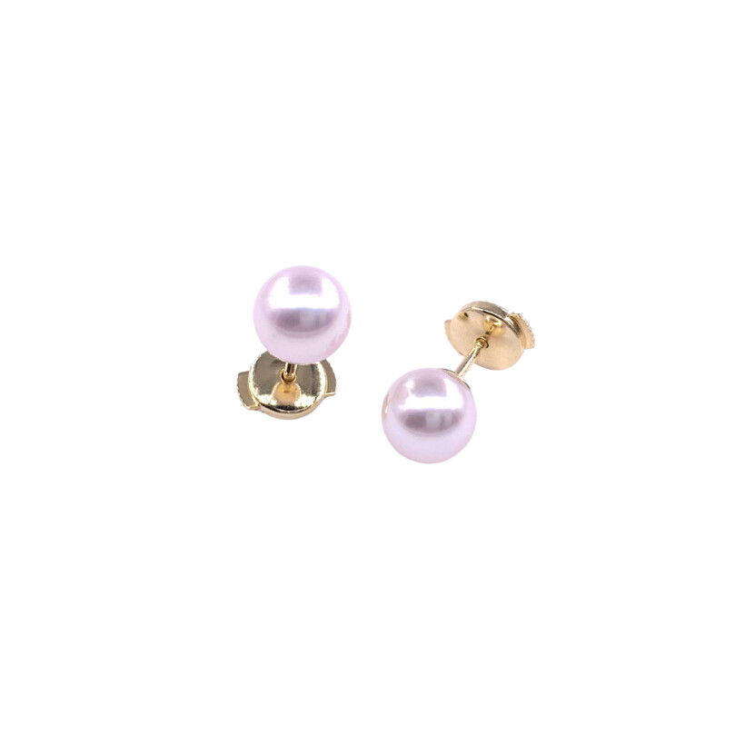 Boucles d'oreilles en or jaune et perles de culture (diamètre : 7.5/8mm)