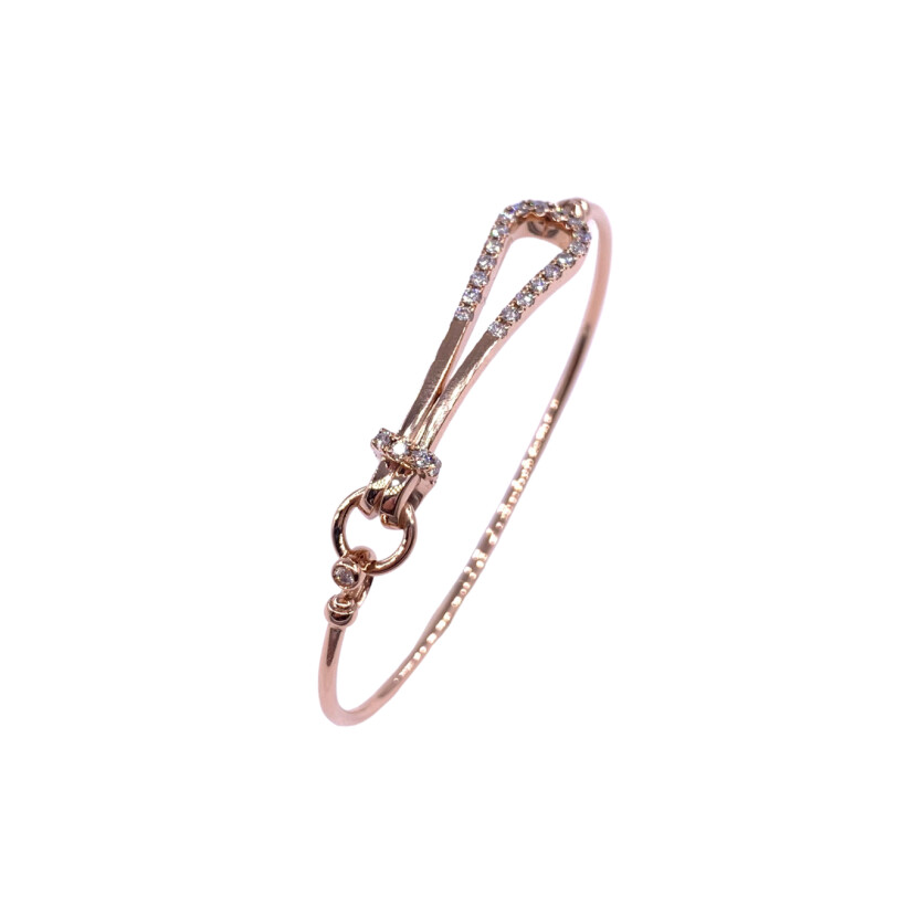 Bracelet rigide en or rose et diamants