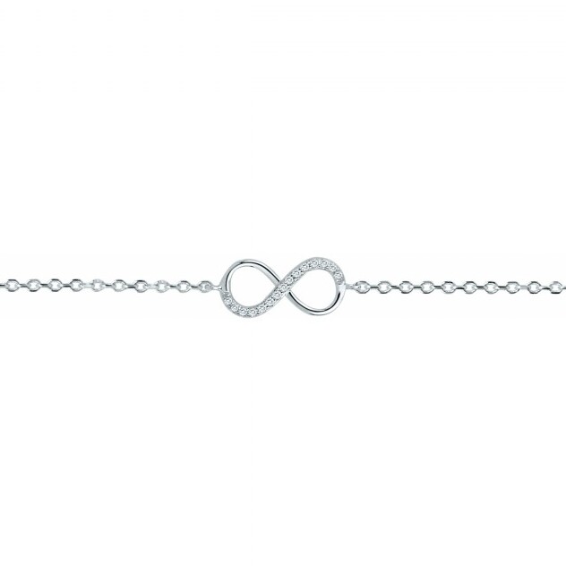 Bracelet en argent et oxydes de zirconium, motif infini