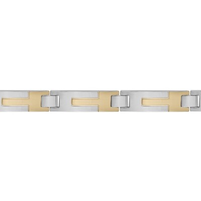Bracelet souple multi-motifs en acier bicolore