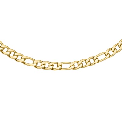 Collier en acier PVD jaune maille alternée