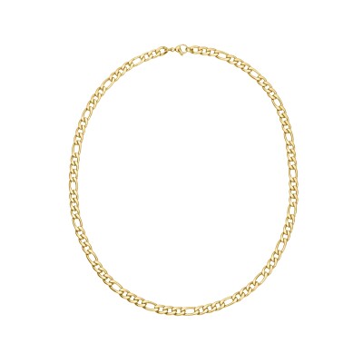 Collier en acier PVD jaune maille alternée