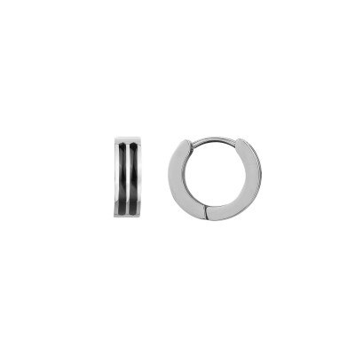 Boucles d'oreilles créoles en acier et laque noire