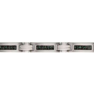 Bracelet en acier et insert carbone fil vert