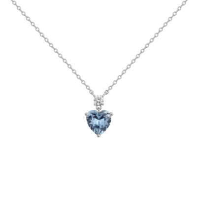 Collier Griffe Rouge en argent, oxydes de couleur bleu ciel et oxyde de zirconium