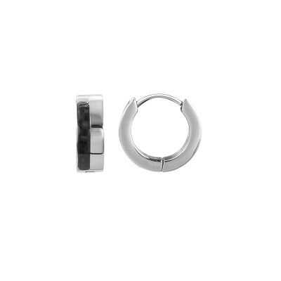 Boucles d'oreilles en acier et insert carbone