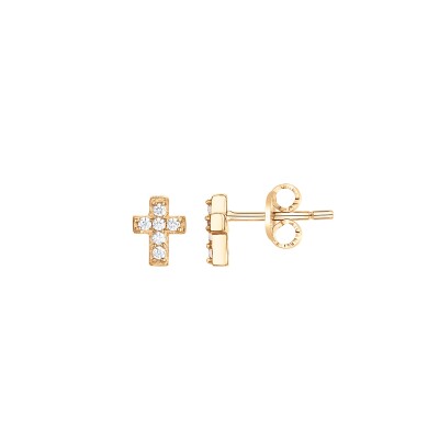 Boucles d'oreilles en plaqué or et oxyde de zirconium