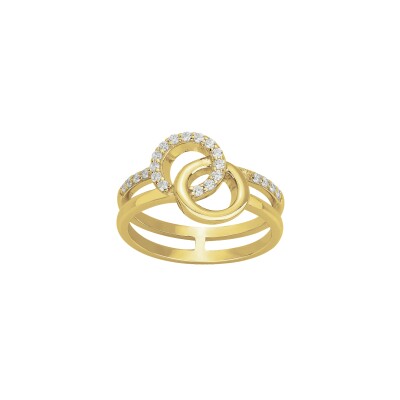 Bague en plaqué or et oxydes de zirconium