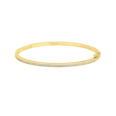 Bracelet rigide en plaqué or et oxyde de zirconium