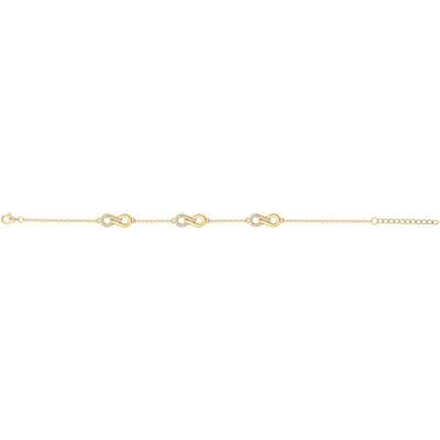 Bracelet en plaqué or et oxyde de zirconium, motif infini