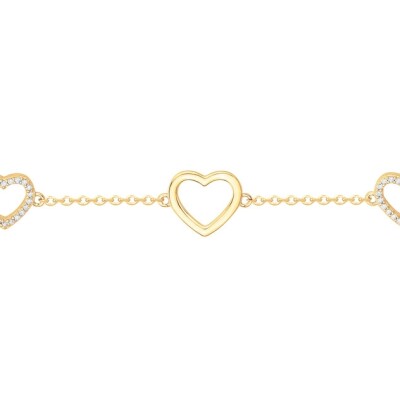 Bracelet en plaqué or et oxyde de zirconium, motif cœur