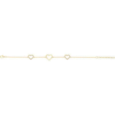 Bracelet en plaqué or et oxyde de zirconium, motif cœur