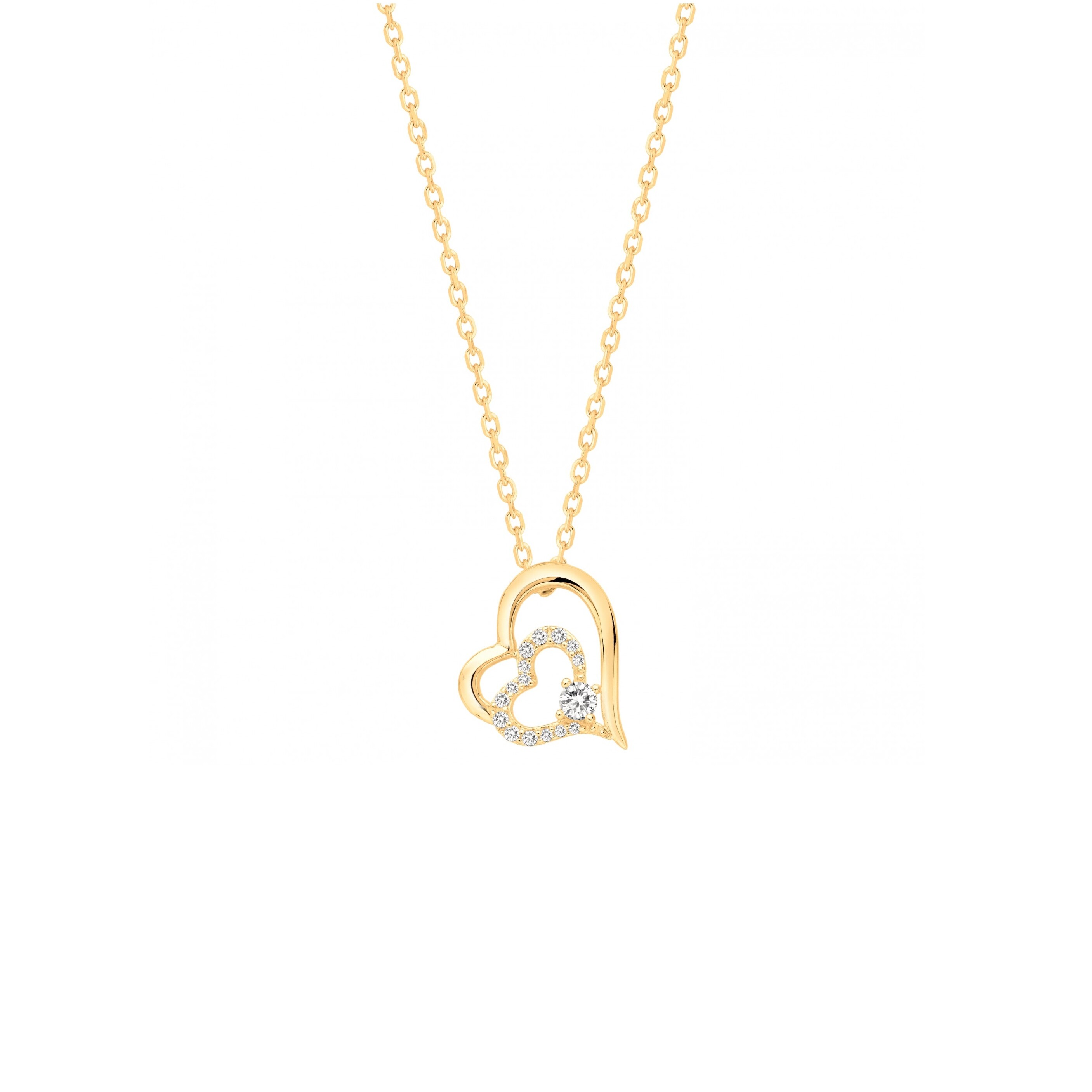 Colliers en plaqué or et oxyde de zirconium, motif cœur