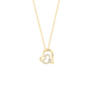 Colliers en plaqué or et oxyde de zirconium, motif cœur
