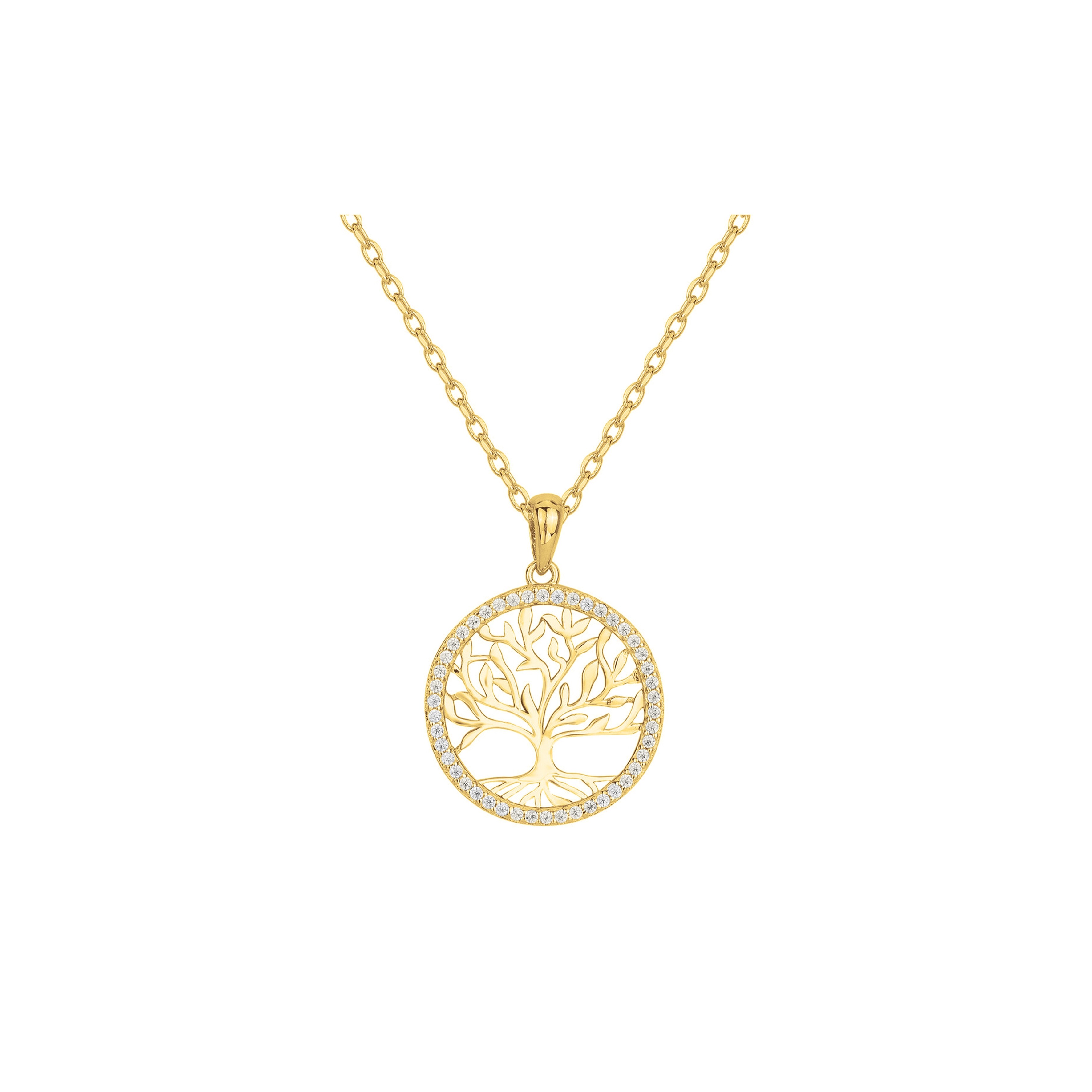Colliers en plaqué or et oxyde de zirconium, motif arbre de vie