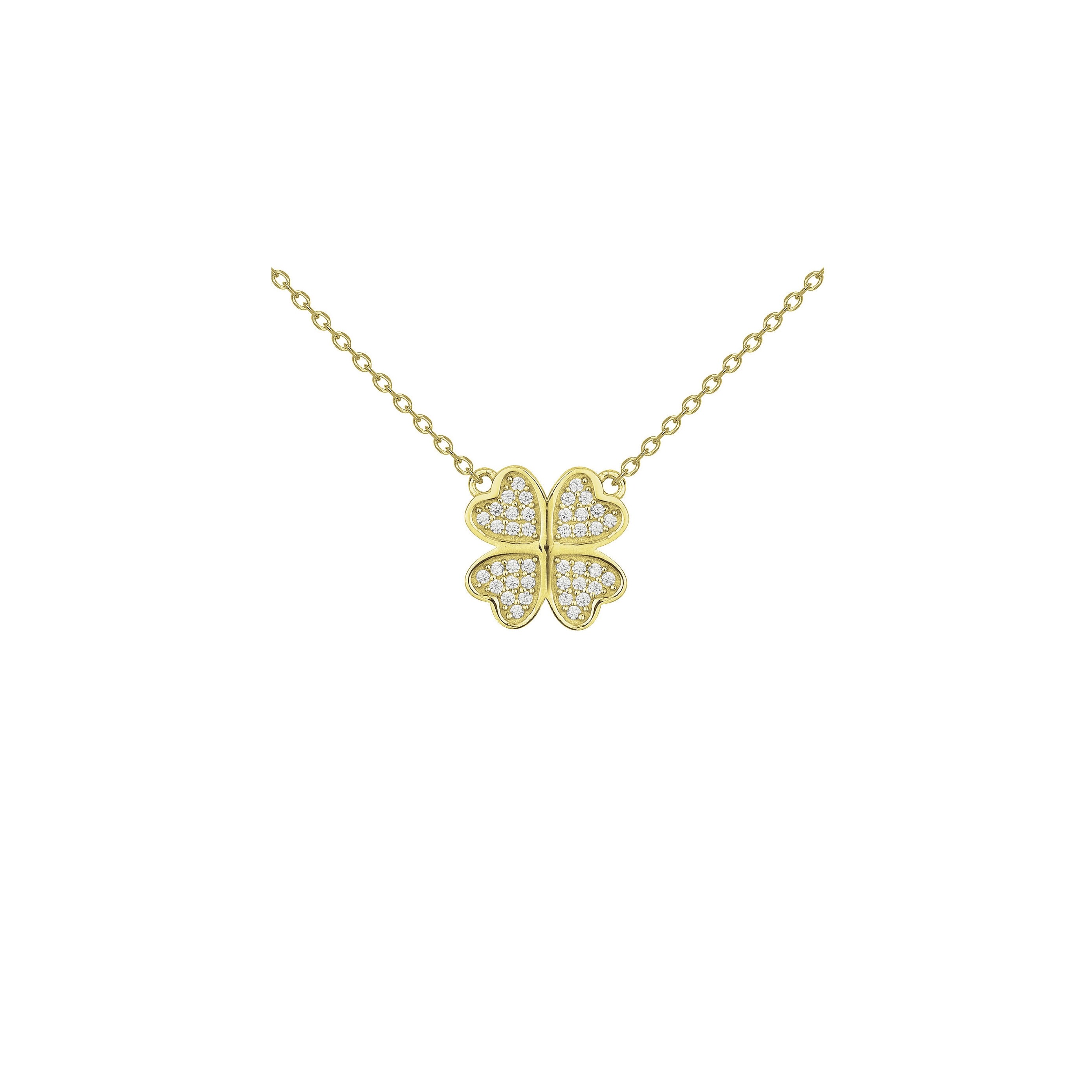 Colliers en plaqué or et oxyde de zirconium, motif trèfle