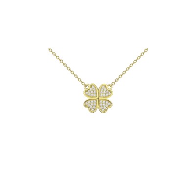 Colliers en plaqué or et oxyde de zirconium, motif trèfle