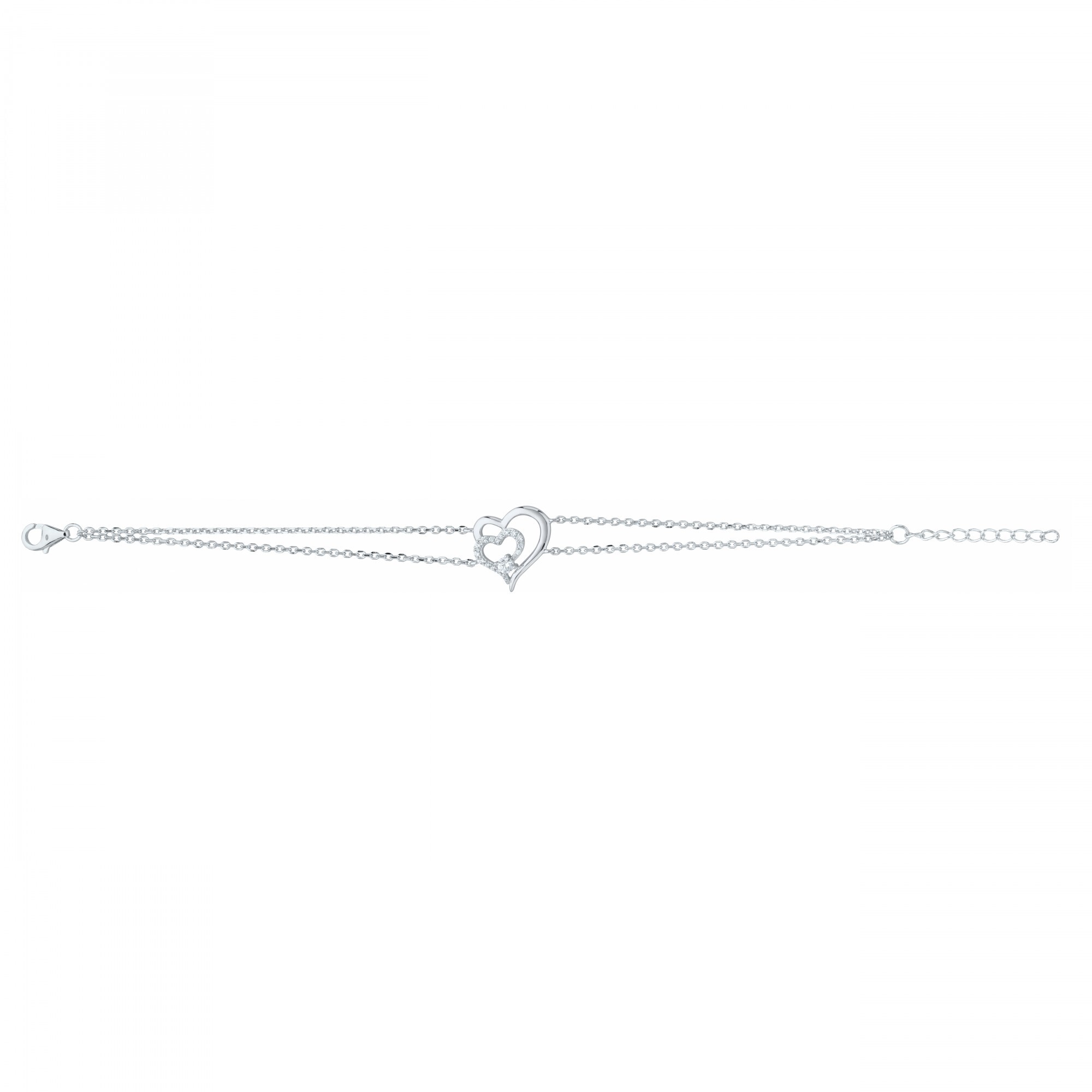 Bracelet en argent et oxyde de zirconium, motif cœur vue 2