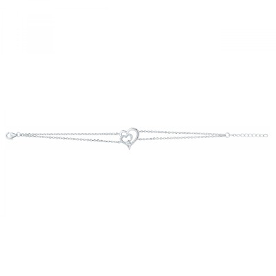 Bracelet en argent et oxyde de zirconium, motif cœur