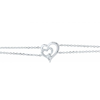 Bracelet en argent et oxyde de zirconium, motif cœur