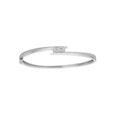 Bracelet jonc en argent et oxydes de zirconium