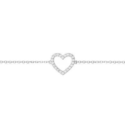 Bracelet en argent et oxydes de zirconium, motif cœur