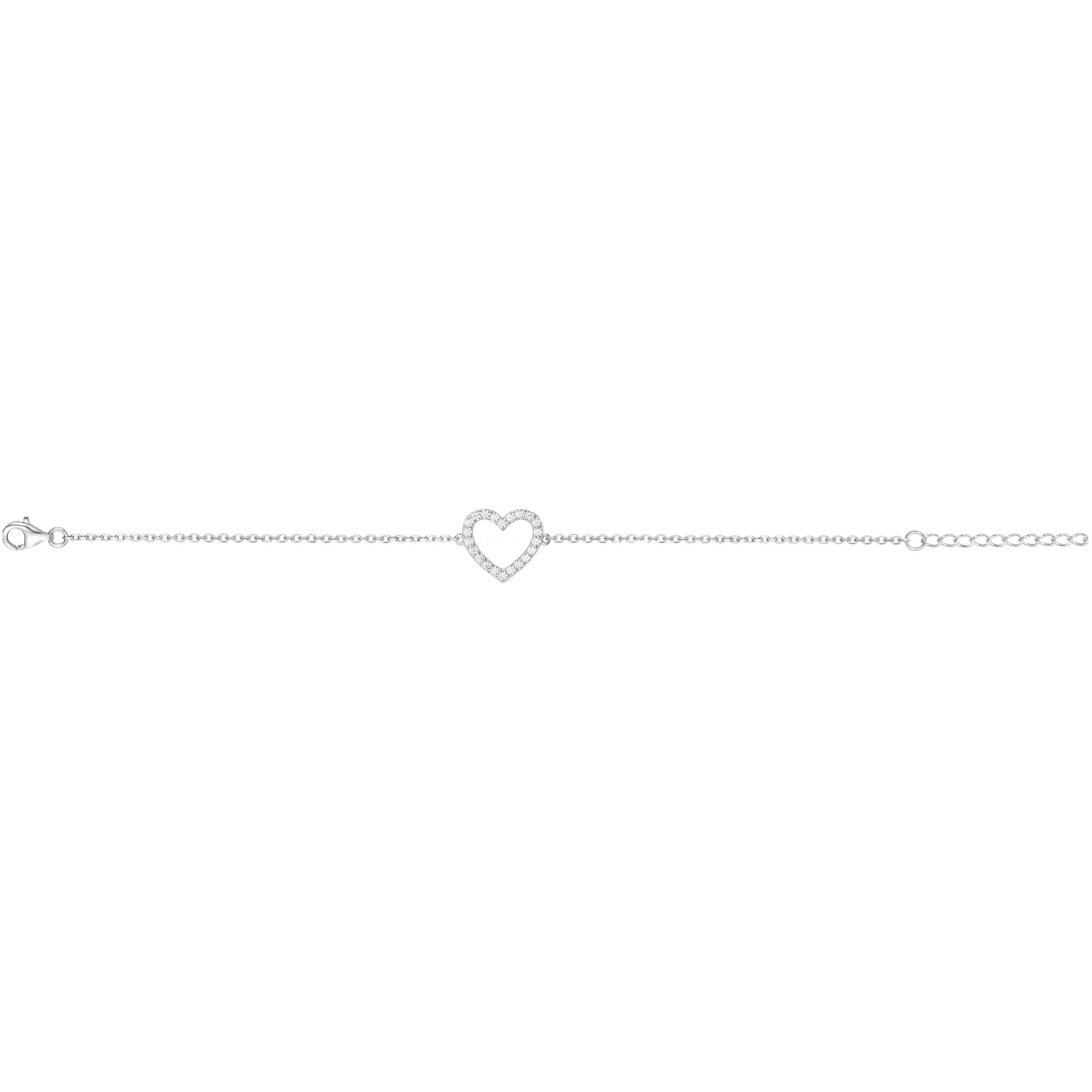 Bracelet en argent et oxydes de zirconium, motif cœur vue 2
