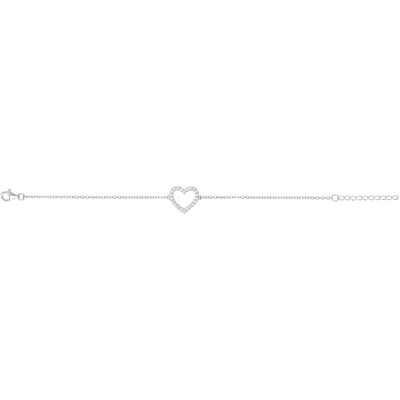 Bracelet en argent et oxydes de zirconium, motif cœur