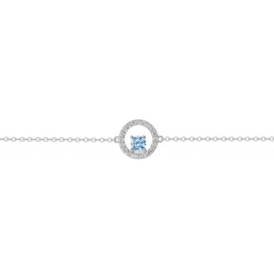 Bracelet en argent, spinelle synthétique bleu clair et oxydes de zirconium
