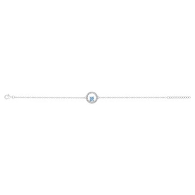 Bracelet en argent, spinelle synthétique bleu clair et oxydes de zirconium
