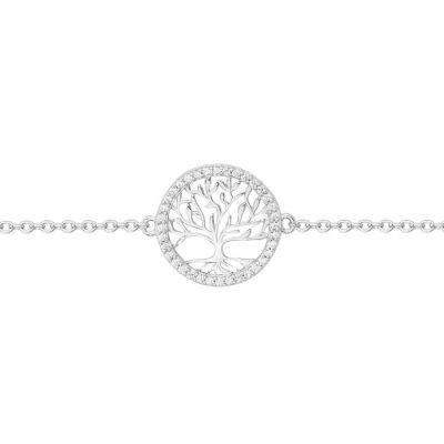 Bracelet en argent et oxydes de zirconium, motif arbre de vie