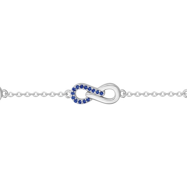 Bracelet en argent, oxydes colorés bleu et oxydes de zirconium vue 1
