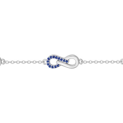 Bracelet en argent, oxydes colorés bleu et oxydes de zirconium