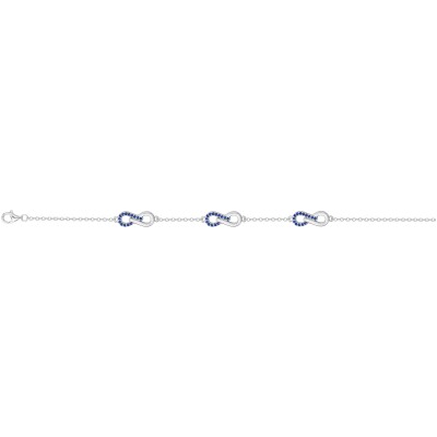 Bracelet en argent, oxydes colorés bleu et oxydes de zirconium