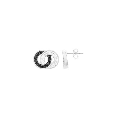 Boucles d'oreilles en argent, oxydes de zirconium et oxydes de zirconium noirs