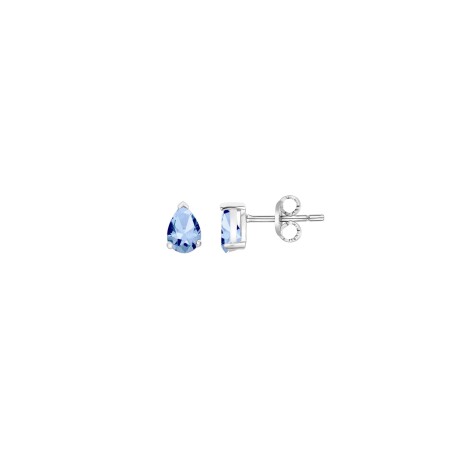 Boucles d'oreilles en argent, spinelle synthétique bleu clair et oxyde de zirconium