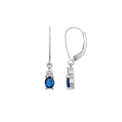 Boucles d'oreilles en argent, oxyde coloré bleu et oxyde de zirconium