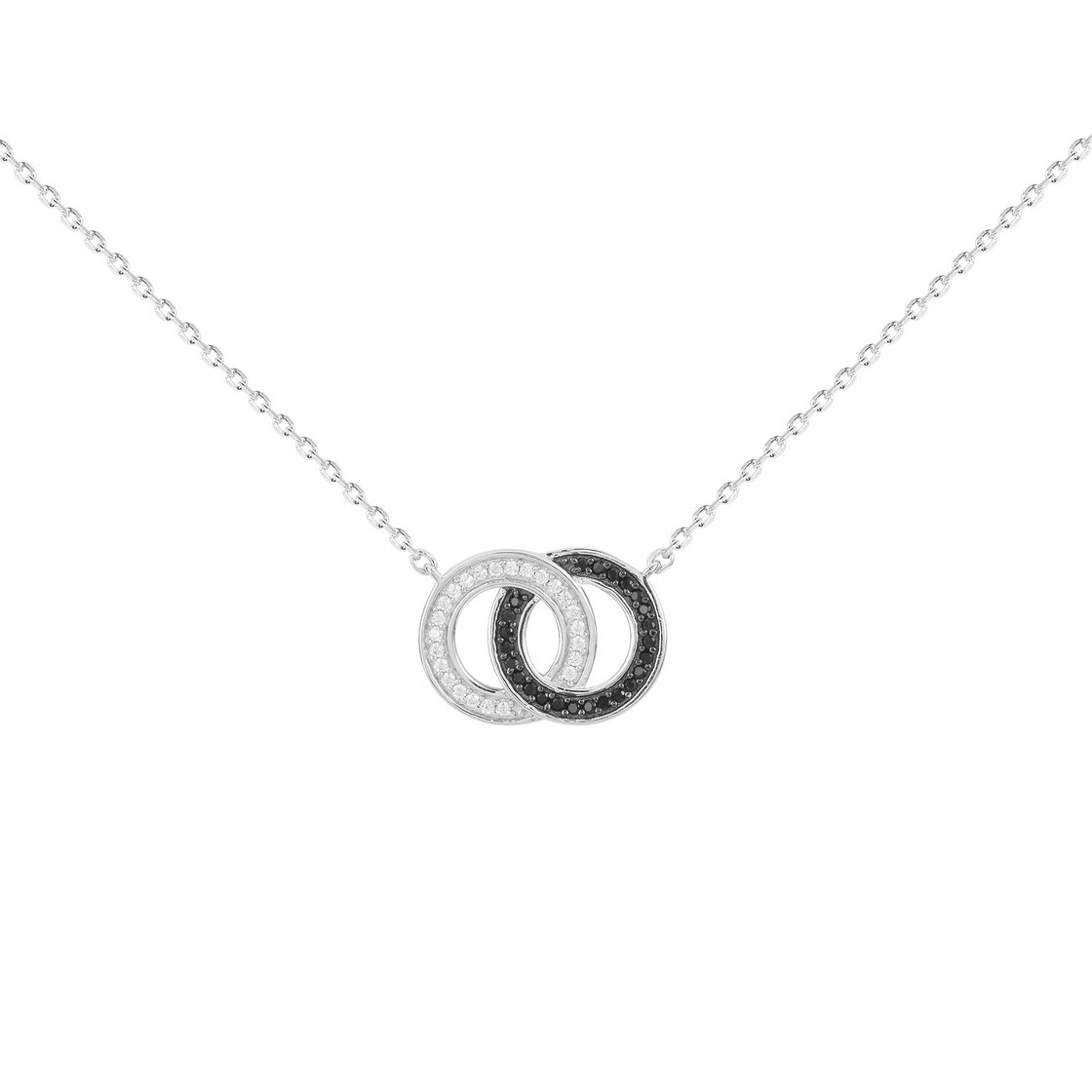 Collier en argent, oxydes de zirconium et oxydes de zirconium noirs