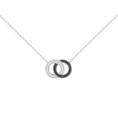 Collier en argent, oxydes de zirconium et oxydes de zirconium noirs