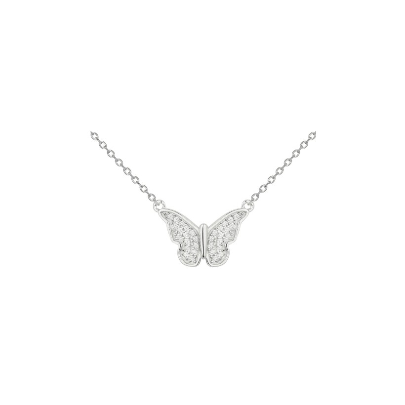 Collier en argent et oxydes de zirconium, motif papillon