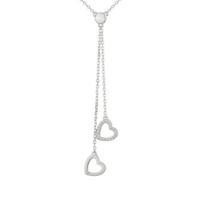 Collier en argent et oxydes de zirconium, motif cœur
