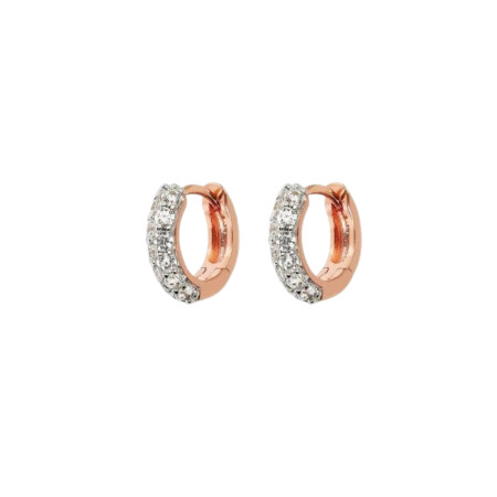 Boucles d'oreilles Bronzallure en métal doré rose à l'or fin 18 carats et oxydes de zirconium