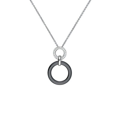 Collier en argent, céramique noire et oxydes de zirconium