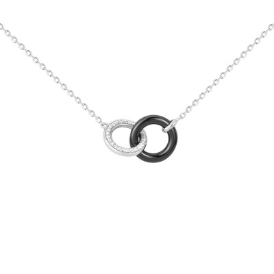 Collier en argent, céramique noire et oxydes de zirconium