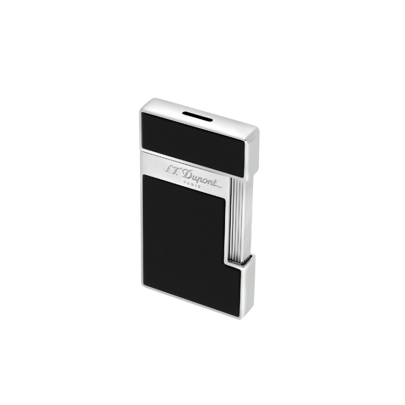 Briquet S.T. Dupont  Slimmy en laque noire et finitions chrome.