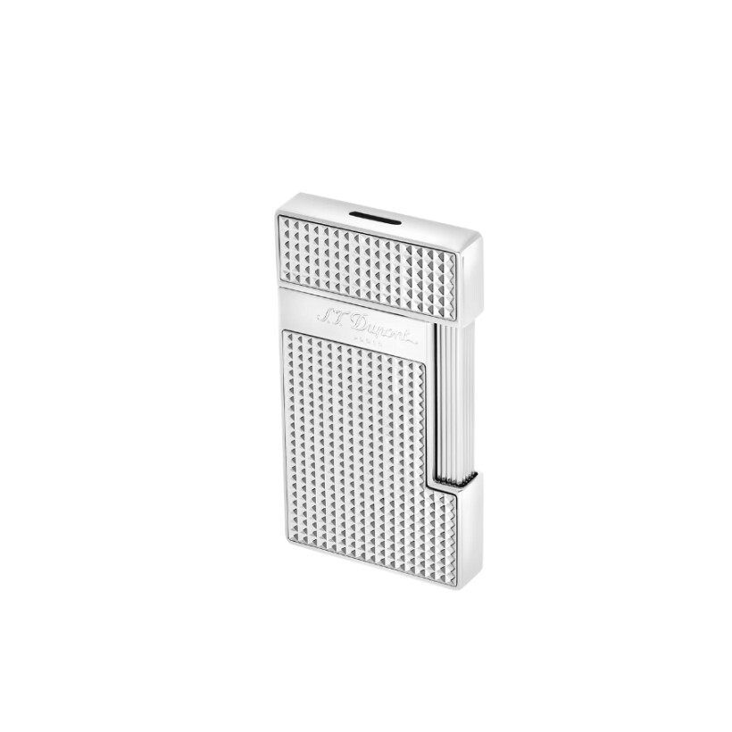 Briquet S.T. Dupont  Slimmy décor pointe de diamant et finitions chrome.