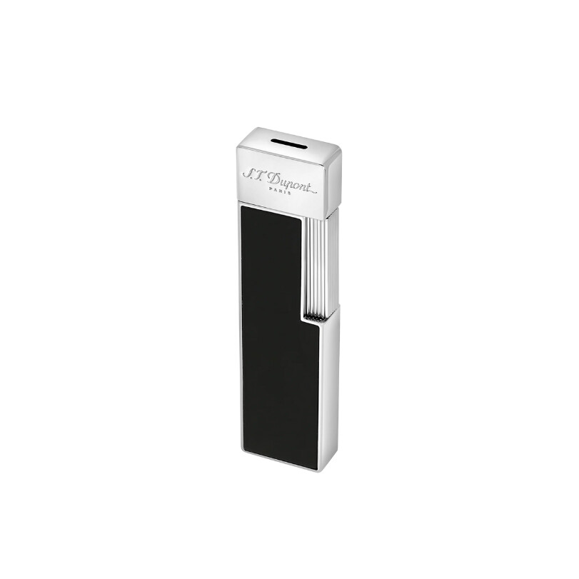 Briquet S.T. Dupont  Twiggy en laque noire et finitions chrome.